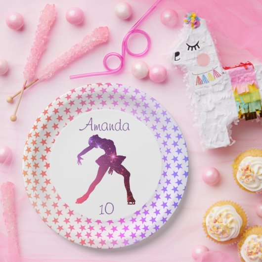 氷スケートで滑るの誕生日プレート（星） ペーパープレート (パーティー)