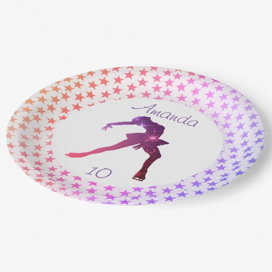 氷スケートで滑るの誕生日プレート(星) ペーパープレート (アングル)