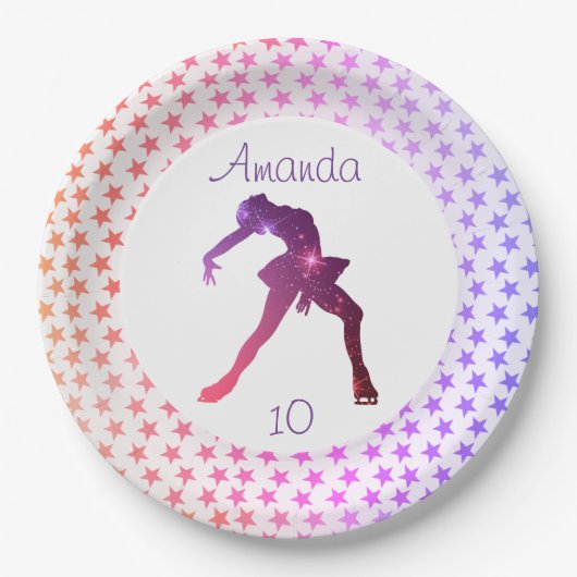 氷スケートで滑るの誕生日プレート（星） ペーパープレート (正面)