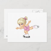 氷スケートで滑るガール ポストカード (正面/裏面)