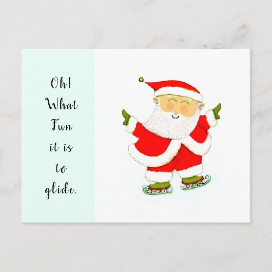 氷スケートで滑るクリスマスホリデーカード シーズンポストカード (正面)