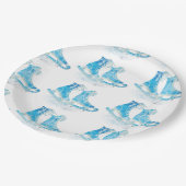 氷スケートで滑るグリッター誕生日 ペーパープレート (アングル)