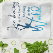 氷スケートで滑るタオルグラデ最高のーショ感じン青 キッチンタオル (折り畳み)