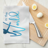 氷スケートで滑るタオルグラデ最高のーショ感じン青 キッチンタオル (四つ折り)