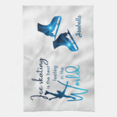 氷スケートで滑るタオルグラデ最高のーショ感じン青 キッチンタオル (縦)