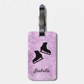 氷スケートで滑るバッグラベルピンクスパーク感じルズ ラゲッジタグ (裏面縦)