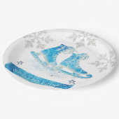 氷スケートで滑るパーソナライズされた誕生日 ペーパープレート (アングル)