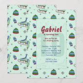 氷スケートで滑るパーティの招待状 招待状 (正面/裏面)