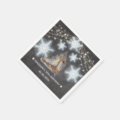 氷スケートで滑るパーティーパーソナライズされた誕生日 スタンダードカクテルナプキン (角)