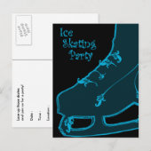 氷スケートで滑るパーティーペイズリー インビテーションポストカード (正面/裏面)
