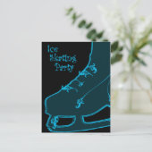 氷スケートで滑るパーティーペイズリー インビテーションポストカード (スタンド正面)
