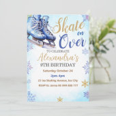 氷スケートで滑るパーティー誕生日冬パーティー 招待状 (スタンド正面)