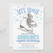 氷スケートで滑るパーティー誕生日招待状 招待状 (正面)