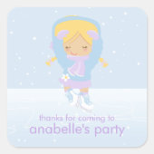 氷スケートで滑るパーティー スクエアシール (正面)