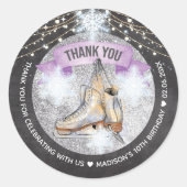 氷スケートで滑るパーティー パーソナライズされた ラウンドシール (正面)