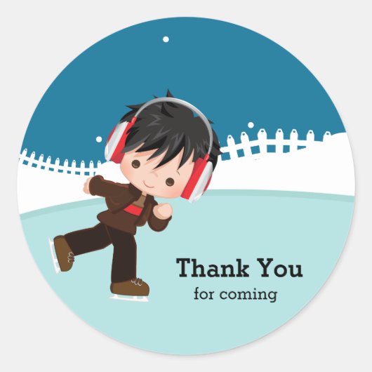 氷スケートで滑るパーティー ラウンドシール (正面)