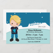 氷スケートで滑るパーティー 招待状 (正面/裏面)