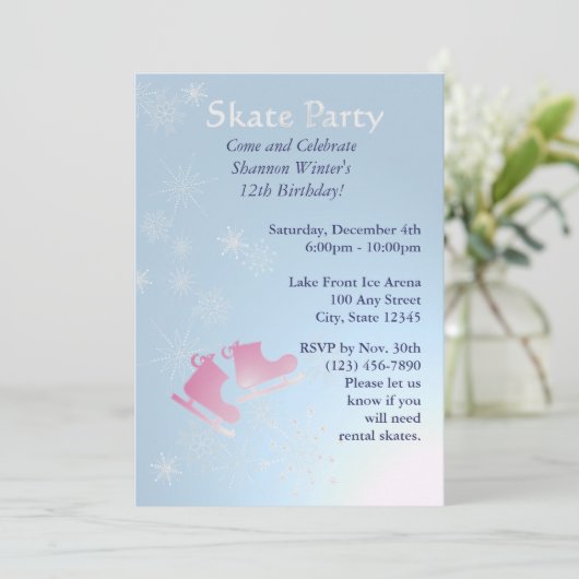 氷スケートで滑るパーティー 招待状 (スタンド正面)