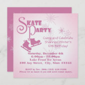 氷スケートで滑るパーティー 招待状 (正面/裏面)