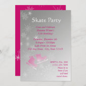 氷スケートで滑るパーティー 招待状 (正面/裏面)