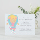 氷スケートで滑るパーティー|誕生日パーティーの招待 招待状 (スタンド正面)