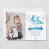 氷スケートで滑るフォト誕生日サンキューカード サンキューカード (正面)