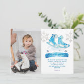 氷スケートで滑るフォト誕生日サンキューカード サンキューカード (スタンド正面)