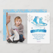 氷スケートで滑るフォト誕生日サンキューカード サンキューカード (正面/裏面)