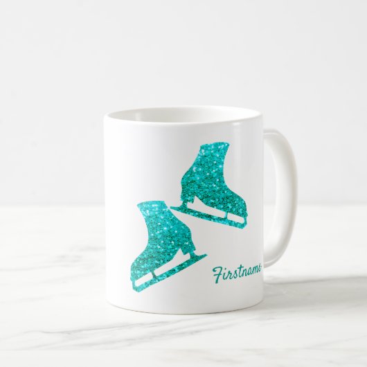 氷スケートで滑るマグの最高のターコイズの輝き コーヒーマグカップ (正面右)