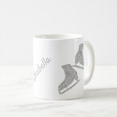 氷スケートで滑るマグ姿スケートと銀グリッター コーヒーマグカップ (正面右)