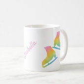 氷スケートで滑るマグ姿スケートペアレインボー コーヒーマグカップ (正面右)