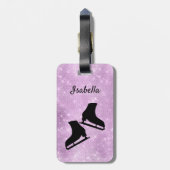 氷スケートで滑るラゲッジタグ姿スケートは紫の火花 ラゲッジタグ (裏面縦)