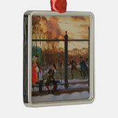 氷スケートで滑るリンクin冬(by Konstantin Somov) メタルオーナメント (右)