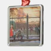 氷スケートで滑るリンクin冬(by Konstantin Somov) メタルオーナメント (左)