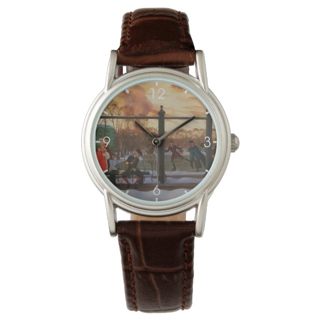 氷スケートで滑るリンクin冬(by Konstantin Somov) 腕時計 (正面)