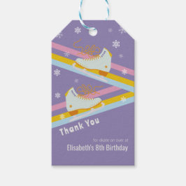 氷スケートで滑るレトロ誕生日 ギフトタグ