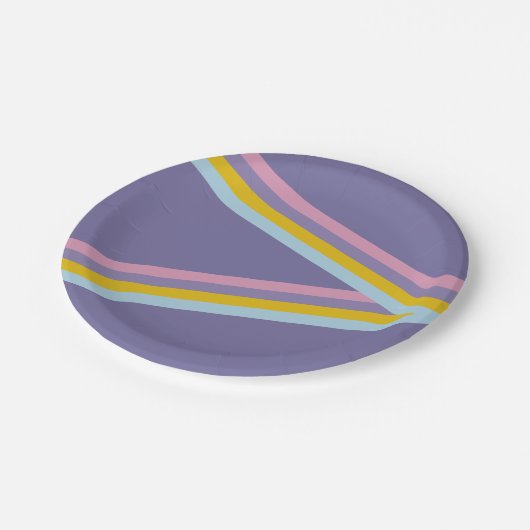 氷スケートで滑るレトロ誕生日 ペーパープレート (アングル)