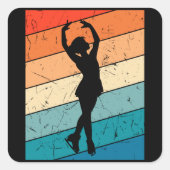 氷スケートで滑るヴィンテージ姿スケートで滑るギフトアイス スクエアシール (正面)