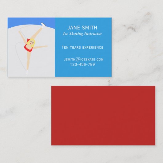 氷スケートで滑る先生フリーランスインストラクター 名刺 (正面/裏面)