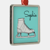 氷スケートで滑る姿スケートで滑るの個人名 メタルオーナメント (右)