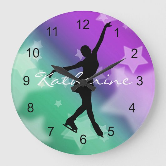 氷スケートで滑る姿スケートで滑るデザイン壁時計 ラージ壁時計 (正面)