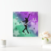 氷スケートで滑る姿スケートで滑るデザイン壁時計 ラージ壁時計 (ホーム)