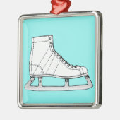 氷スケートで滑る姿スケートで滑る メタルオーナメント (左)