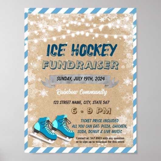 氷スケートで滑る学校イベントテンプレート ポスター (正面)