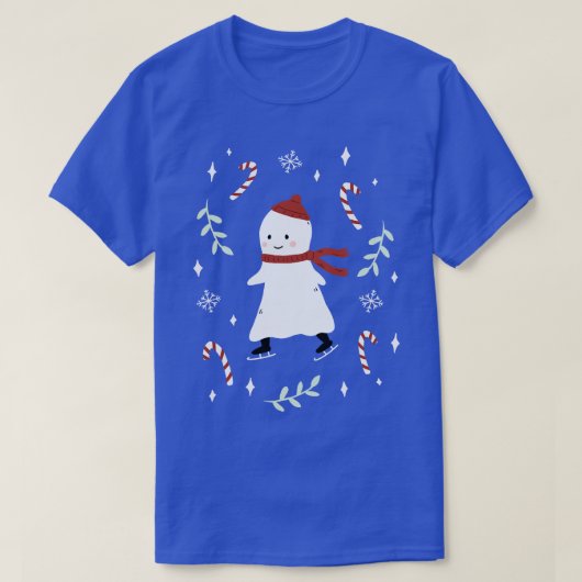 氷スケートで滑る幽霊 Tシャツ (デザイン正面)