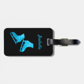 氷スケートで滑る荷物タグ姿スケートターコイズ ラゲッジタグ (裏面横)