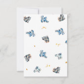 氷スケートで滑る誕生日サンキューカード、青金ゴールド サンキューカード (裏面)