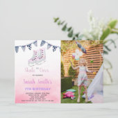 氷スケートで滑る誕生日招待状と写真 招待状 (スタンド正面)