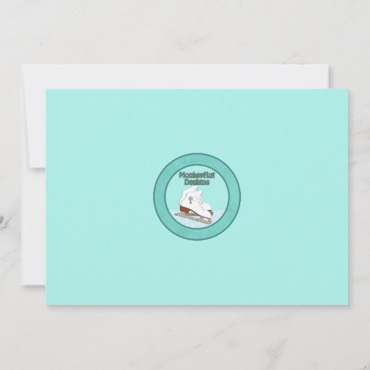 氷スケートで滑る誕生日招待状アクアアイスプリンセス 招待状 (裏面)