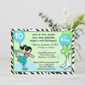 氷スケートで滑る誕生日招待状ゼブラプリント 招待状 (スタンド正面)